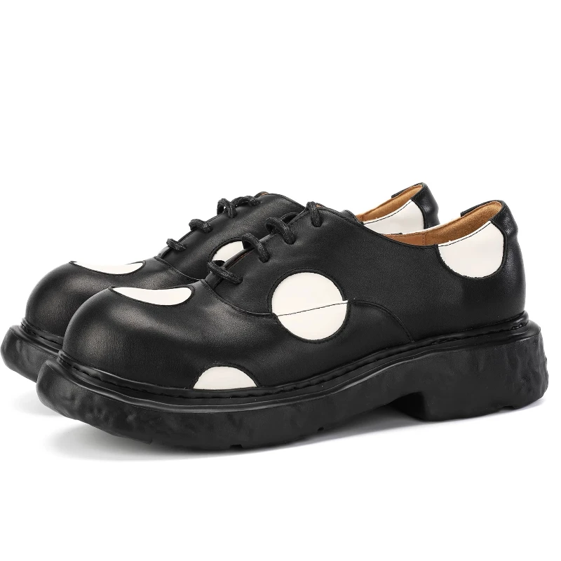 Stride™ Men’s Sports Derby Shoes – Color Block Leather Casual Sneakers, Height-Increasing 1