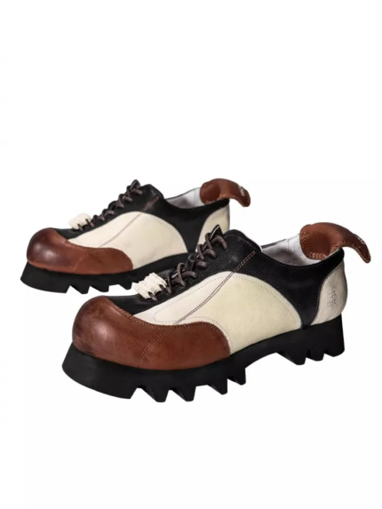 VintageFusion™ Mixed Colors Derby Shoes – Handmade Men’s Genuine Leather Platform Shoes