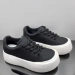 UNITYPUREMAX Little White™ — Korean Genuine Leather Height-Boost Sneakers, Hidden 5–8cm Lift, Sponge-Cake Sole, White/Black, Sizes 38–43 3
