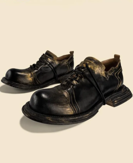 British Style Youth™ Genuine Leather Platform Casual Shoes for Men | Handmade Cowhide Lace-Up
