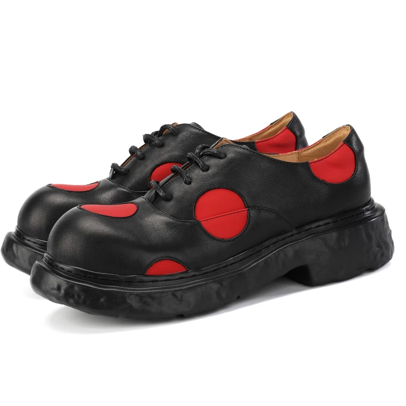 Stride™ Men’s Sports Derby Shoes – Color Block Leather Casual Sneakers, Height-Increasing 3