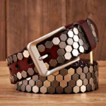 UNITYPUREMAX™ 3.8CM Men’s Studded Leather Belt – Hip Hop Streetwear 1