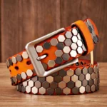 UNITYPUREMAX™ 3.8CM Men’s Studded Punk Leather Belt – Hip Hop Streetwear 3