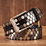 UNITYPUREMAX™ 3.8CM Men’s Studded Punk Leather Belt – Hip Hop Streetwear 2