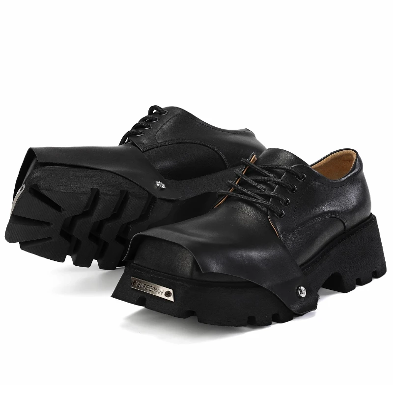 British Original™ Black Silver Derby Shoes – Genuine Leather Casual Dress Footwear 4