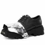 British Original™ Black Silver Derby Shoes – Genuine Leather Casual Dress Footwear 1
