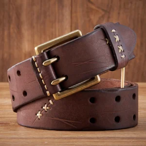 UNITYPUREMAX™ 3.8CM Men’s Genuine Leather Tactical Belt – Double-Needle Buckle 1