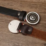 PrestigeCraft™ 3.8CM Genuine Leather Men’s Belt – Thick Cowhide Cowboy & Jeans Belt with Smooth Buckle 3