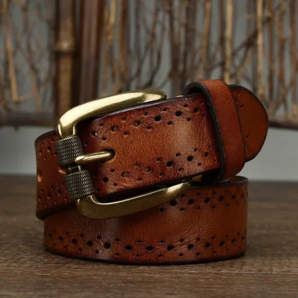 UNITYPUREMAX™ Unisex 3.8CM Vintage Genuine Leather Belt – Italian Cowhide Pin Buckle 2