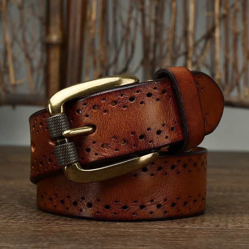 UNITYPUREMAX™ Unisex 3.8CM Vintage Genuine Leather Belt – Italian Cowhide Pin Buckle 2