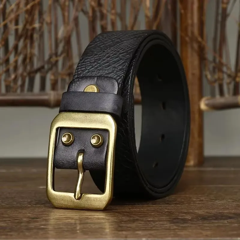 UNITYPUREMAX™ 3.8CM Men’s Retro Cowboy Leather Belt – Copper Pin Buckle 2
