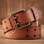 UNITYPUREMAX™ 3.8CM Men’s Genuine Leather Tactical Belt – Double-Needle Buckle 3