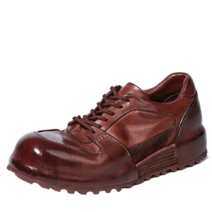 UNITYPUREMAX™ Handmade Retro Board Shoes – Men’s Cowhide & Horsehide Leather Sneakers, Goodyear Thick Sole Casual Dad Shoes 1