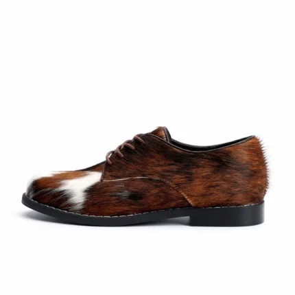 UNITYPUREMAX Handmade Women’s Calf Hair Oxfords – Vintage Lace-Up Leather Loafers 2