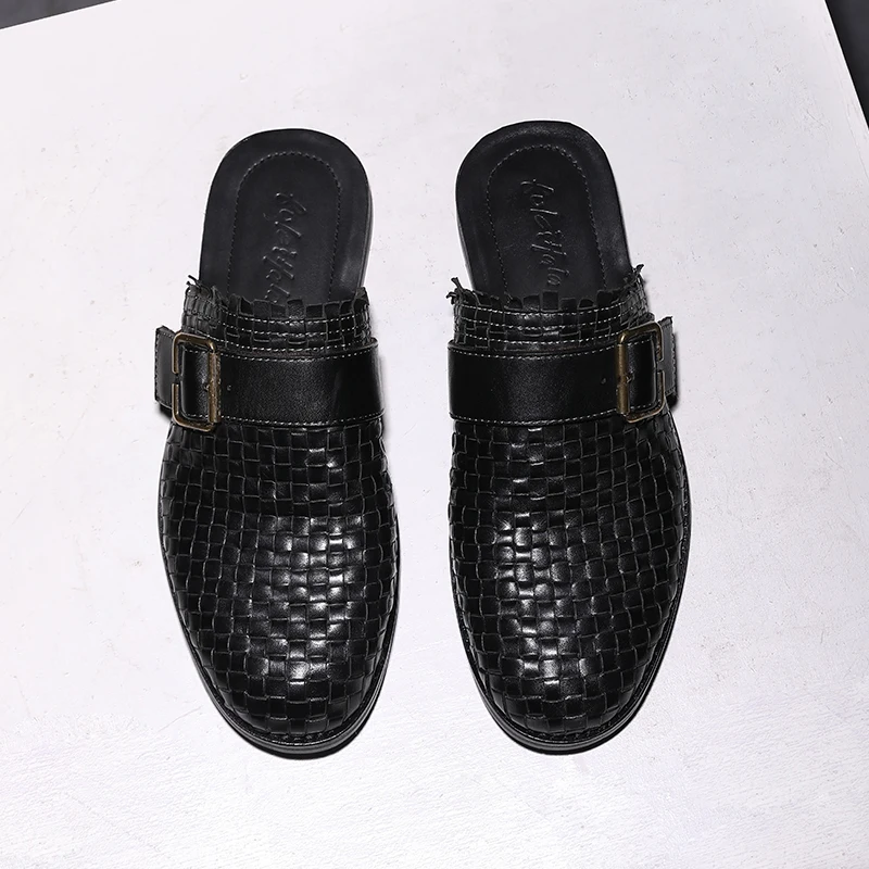 UNITYPUREMAX™ Men’s Leather Covered-Toe Mules – British Buckle Summer Slides 2