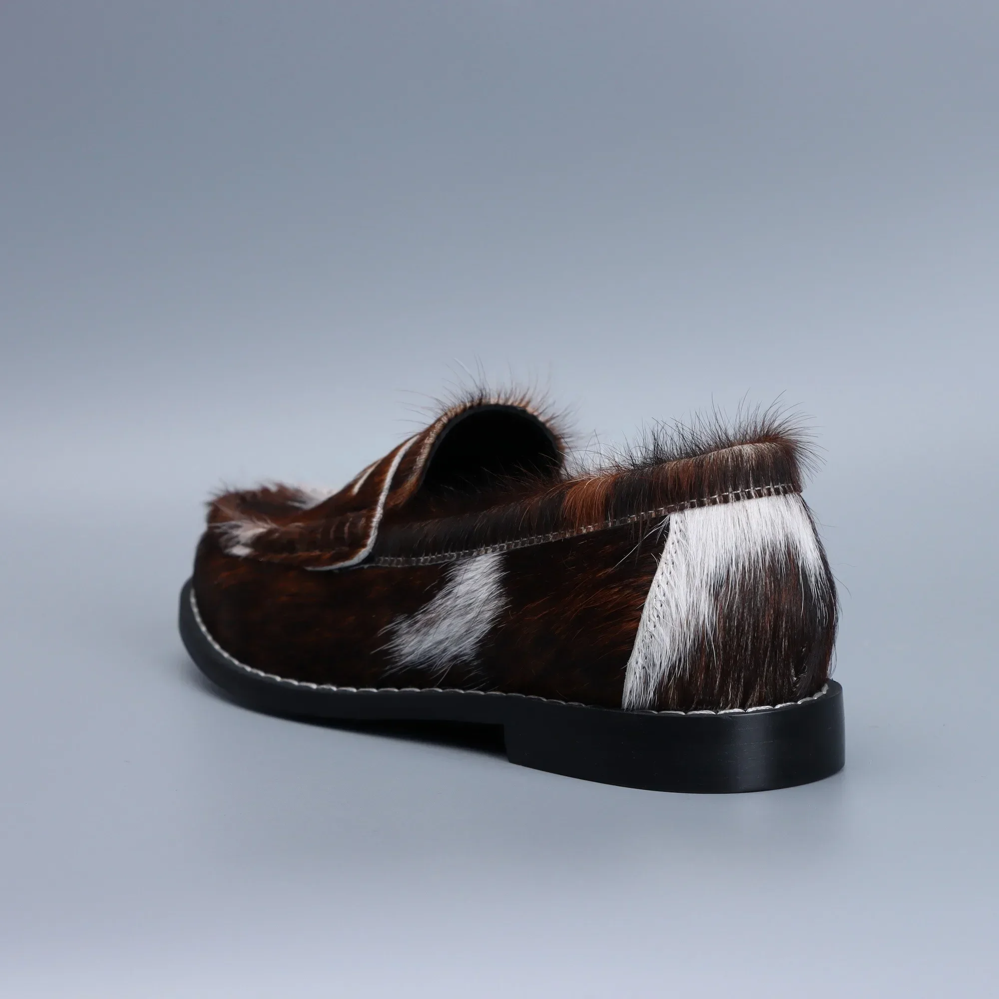 Wildmoor™ Women’s Natural Cowhair Penny Loafers – Vintage Western Leather Flats 4