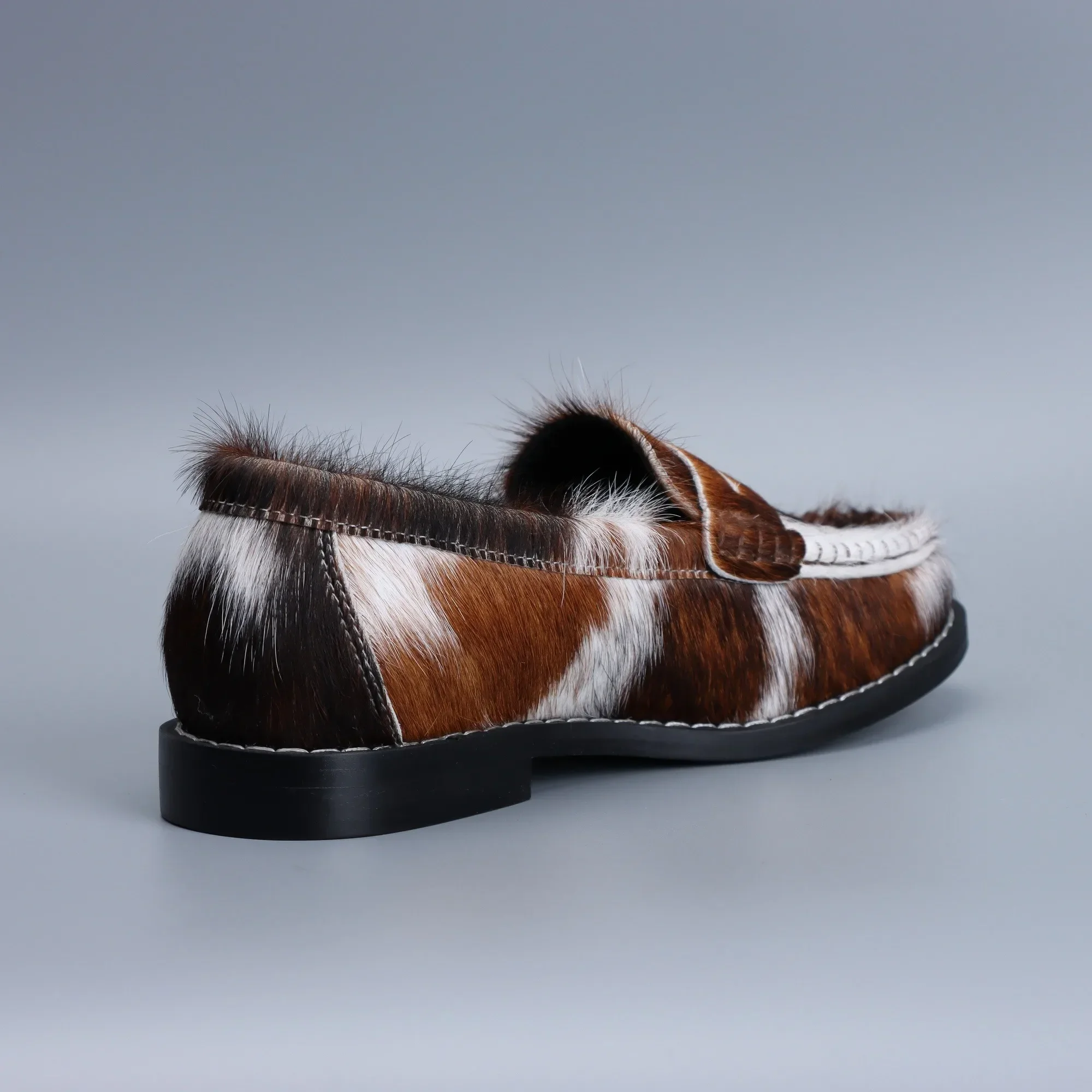 Wildmoor™ Women’s Natural Cowhair Penny Loafers – Vintage Western Leather Flats 5