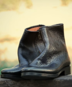 UNITYPUREMAX™ Handmade Cowhide Ankle Boots for Men – Concise Round-Toe Zipper Boots in Genuine Leather 1