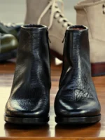 UNITYPUREMAX™ Handmade Cowhide Ankle Boots for Men – Concise Round-Toe Zipper Boots in Genuine Leather 5