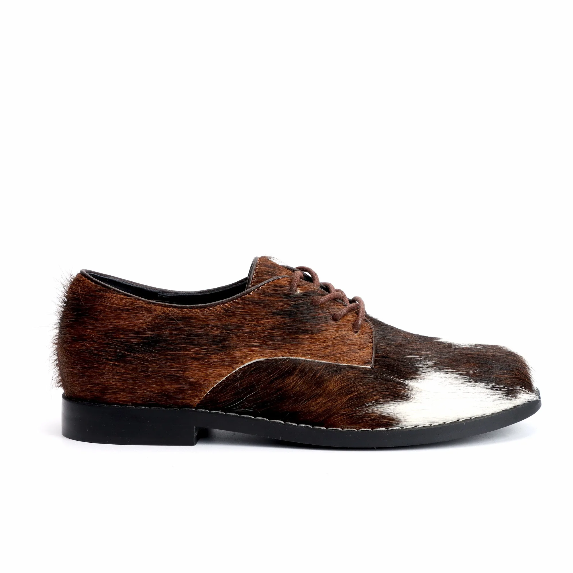 UNITYPUREMAX Handmade Women’s Calf Hair Oxfords – Vintage Lace-Up Leather Loafers 3