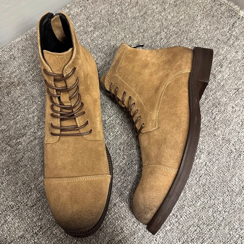 Handmade Leather Lace-Up ZIP Lace-Up ZIP Boots Desert Boots for Men | UNITYPUREMAX™ Retro Cowhide Motorcycle Boots 2