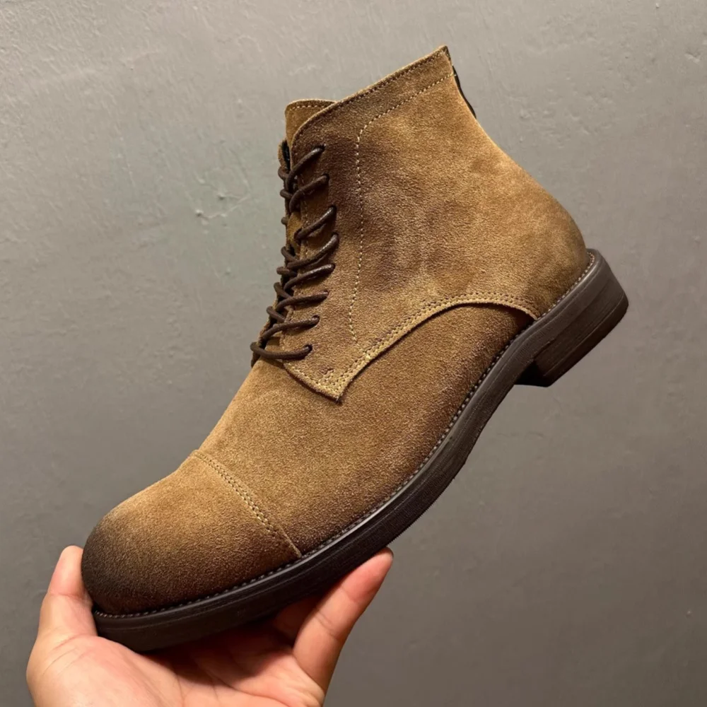 Handmade Leather Lace-Up ZIP Lace-Up ZIP Boots Desert Boots for Men | UNITYPUREMAX™ Retro Cowhide Motorcycle Boots 1