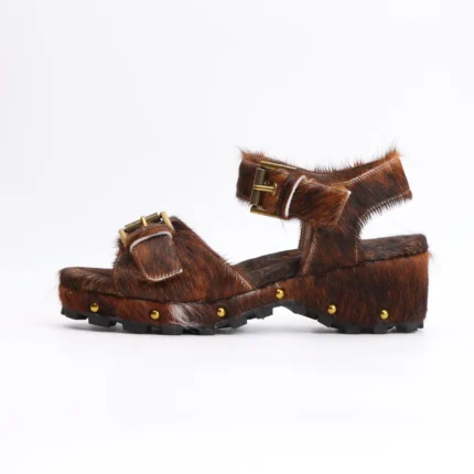 UnityPuremax™ Luxury Horsehair Flat Sandals for Women – Designer Leather Platform Sandalias de Mujer 2