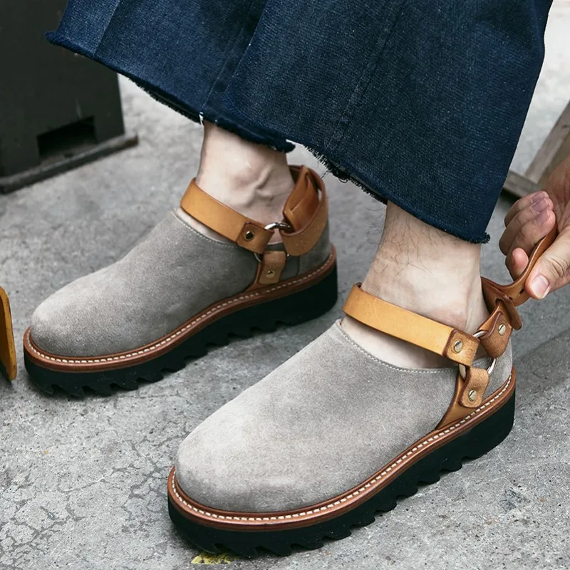 UNITYPUREMAX™ Men's Mixed-Color Casual Buckle Cow Suede Sandals — Thick-Bottom Lazy Comfort, Round-Toe Artisanal Design 1