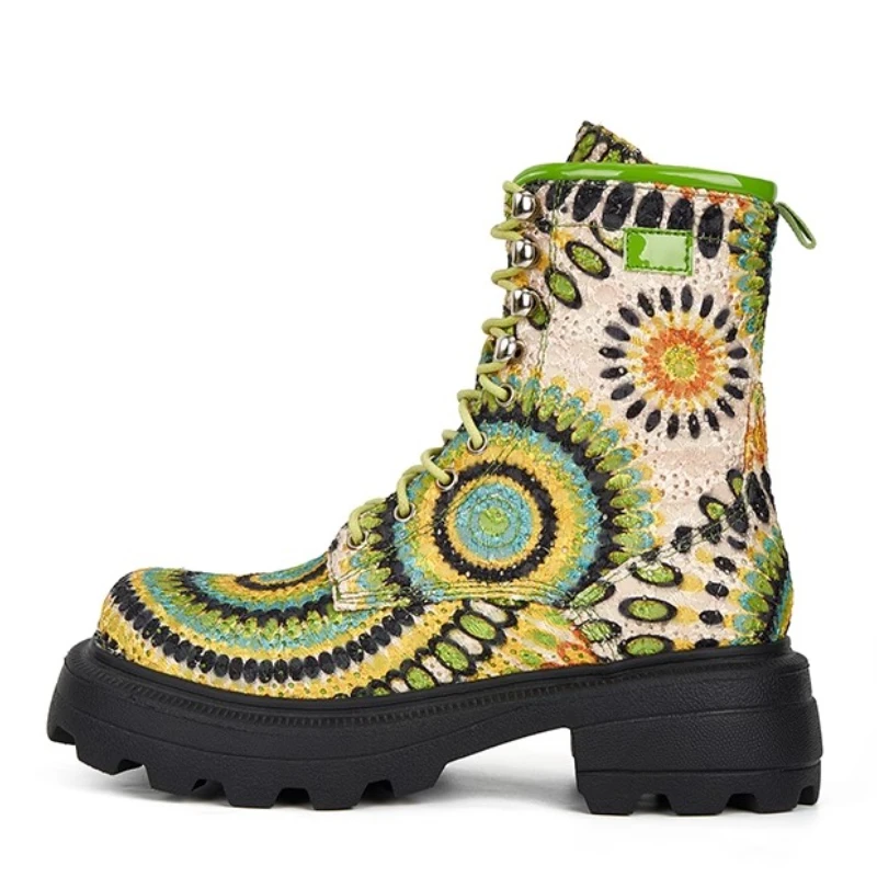 UNITYPUREMAX™ Green & Fresh Exotic Pattern Women’s Fashion Short Boots 2