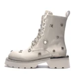 Genuine Leather Rivet Designer Height Increasing Boots for Women | UNITYPUREMAX™ British Street Fashion Patent Leather Height-Increasing Ankle Boots 4
