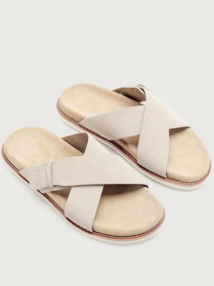 UNITYPUREMAX™ Men’s Genuine Cowhide Leather Open-Toe Buckle Sandals — Breathable Summer Flats for Daily Leisure & Beach Style 3
