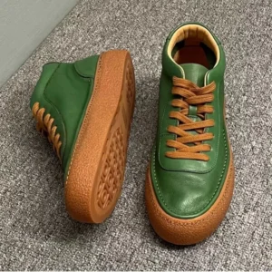 High Top Green Leather Boots for Men | UNITYPUREMAX™ Retro Cowhide Short Boots for Autumn/Winter 1