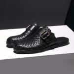 UNITYPUREMAX™ Men’s Leather Covered-Toe Mules – British Buckle Summer Slides 3