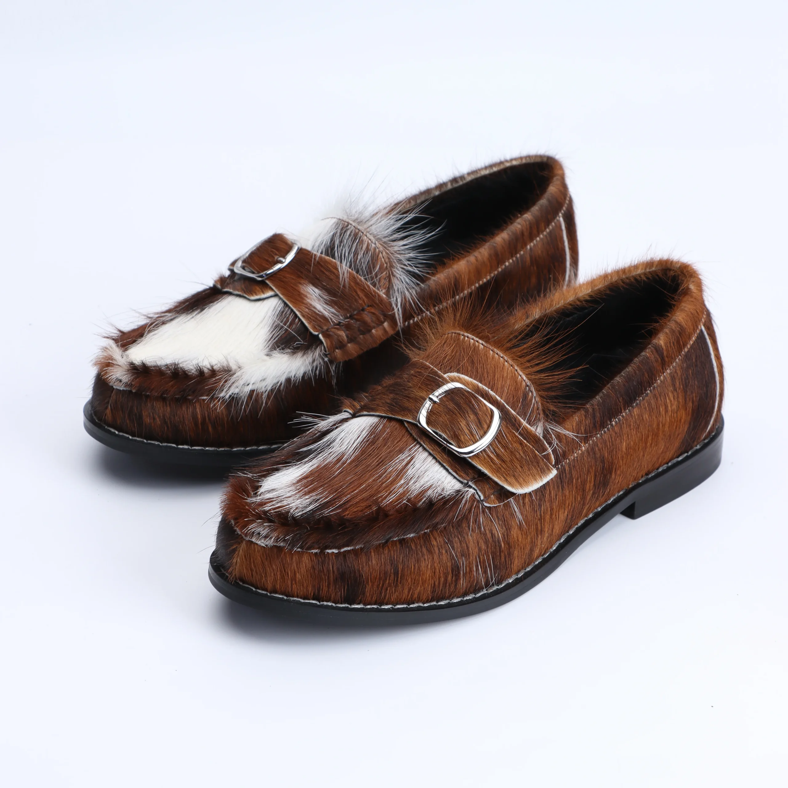 FurEase™ Luxury Cowhide Fur Loafers for Women – Handmade Designer Slip-On Flats with Leather Lining & Rubber Sole 4