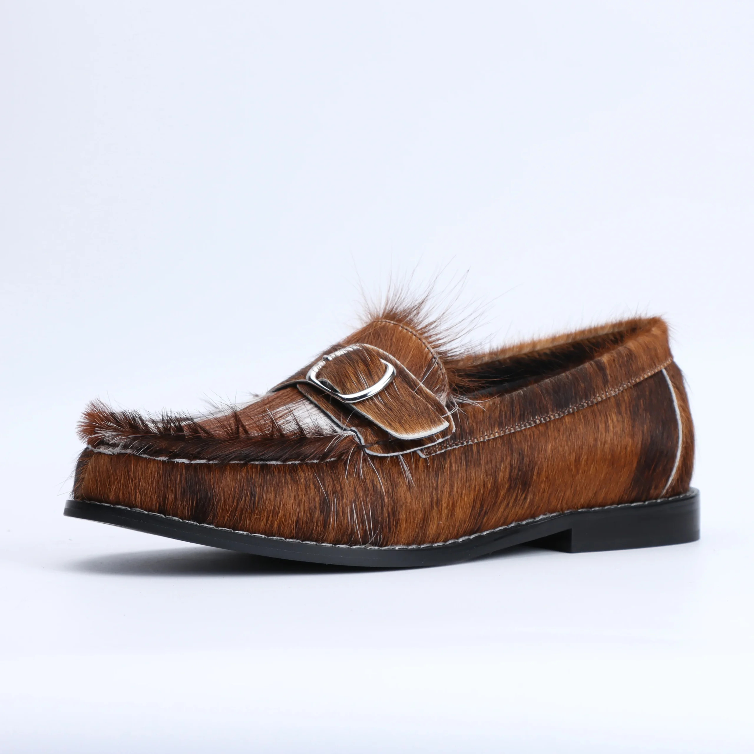 FurEase™ Luxury Cowhide Fur Loafers for Women – Handmade Designer Slip-On Flats with Leather Lining & Rubber Sole 1
