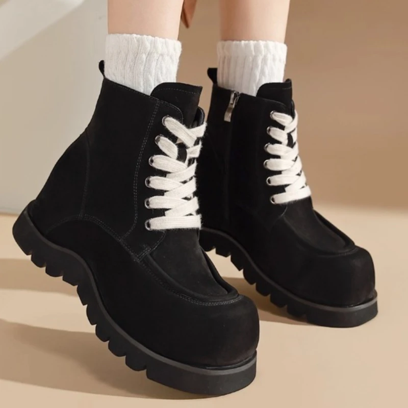 UNITYPUREMAX™ Invisible Height-Increasing Kangaroo Shoes for Women – 7cm British-Style Genuine Leather High-Top Casual Sneakers 4