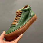 High Top Green Leather Boots for Men | UNITYPUREMAX™ Retro Cowhide Short Boots for Autumn/Winter 2