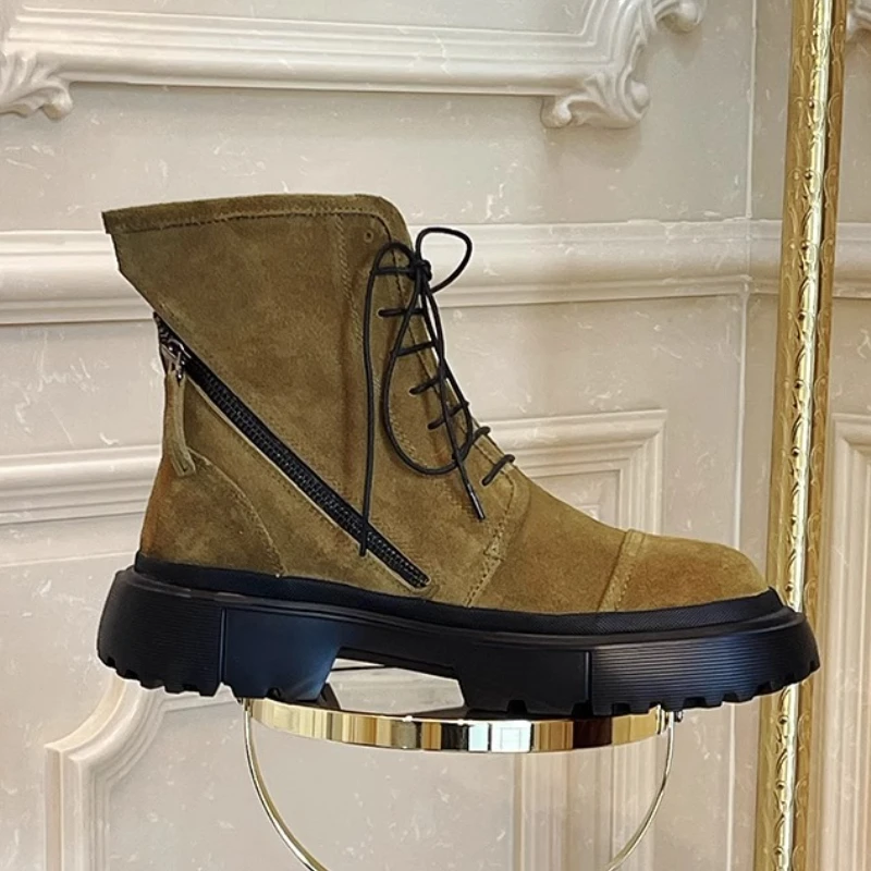 VintageCraft™ Genuine Leather Hand-Sewn Retro Outdoor Boots | Dark Green British Chelsea Boots by UNITYPUREMAX 5