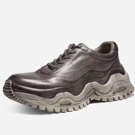 UNITYPUREMAX™ Hand-Washed Horsehide Retro Daddy Shoes – Thick-Soled Unisex Leather Sneakers for All-Season Comfort 1