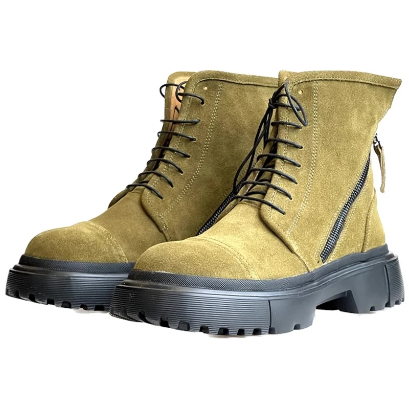 VintageCraft™ Genuine Leather Hand-Sewn Retro Outdoor Boots | Dark Green British Chelsea Boots by UNITYPUREMAX 1