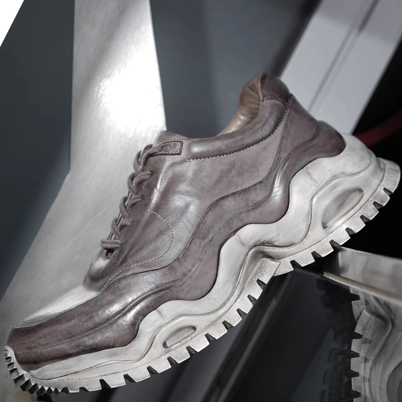 UNITYPUREMAX™ Hand-Washed Horsehide Retro Daddy Shoes – Thick-Soled Unisex Leather Sneakers for All-Season Comfort 3
