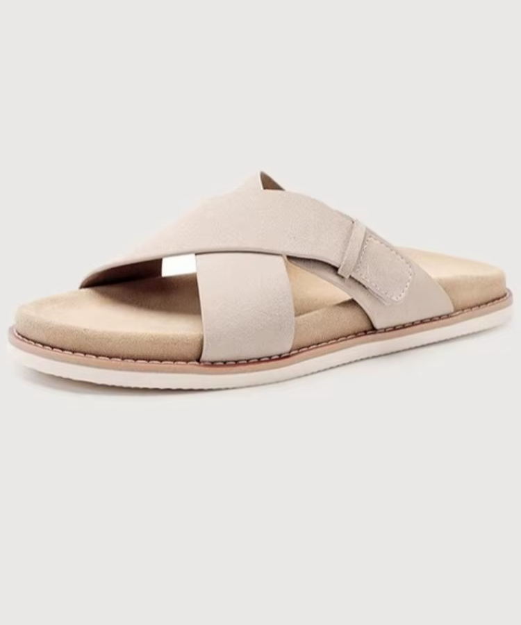 UNITYPUREMAX™ Men’s Genuine Cowhide Leather Open-Toe Buckle Sandals — Breathable Summer Flats for Daily Leisure & Beach Style