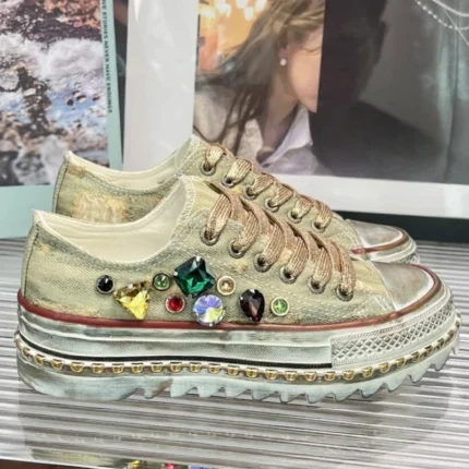 UNITYPUREMAX™ Gradient Gemstone Retro Washed Canvas Shoes for Women – Comfortable & Breathable Dirty Board Sneakers 2