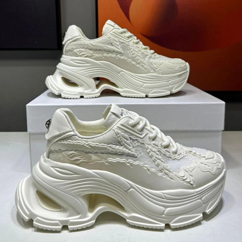 Women’s 8cm Ultra Light Genuine Leather Casual Daddy Shoes | UNITYPUREMAX™ Height Increasing Sneakers 4
