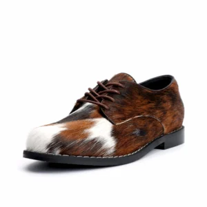 UNITYPUREMAX Handmade Women’s Calf Hair Oxfords – Vintage Lace-Up Leather Loafers 1