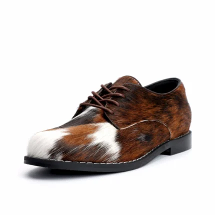 UNITYPUREMAX Handmade Women’s Calf Hair Oxfords – Vintage Lace-Up Leather Loafers 1