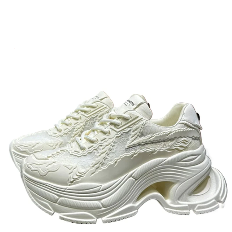 Women’s 8cm Ultra Light Genuine Leather Casual Daddy Shoes | UNITYPUREMAX™ Height Increasing Sneakers