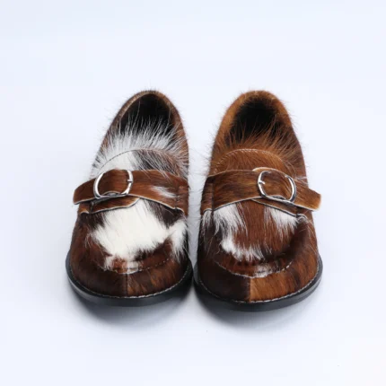 FurEase™ Luxury Cowhide Fur Loafers for Women – Handmade Designer Slip-On Flats with Leather Lining & Rubber Sole 2
