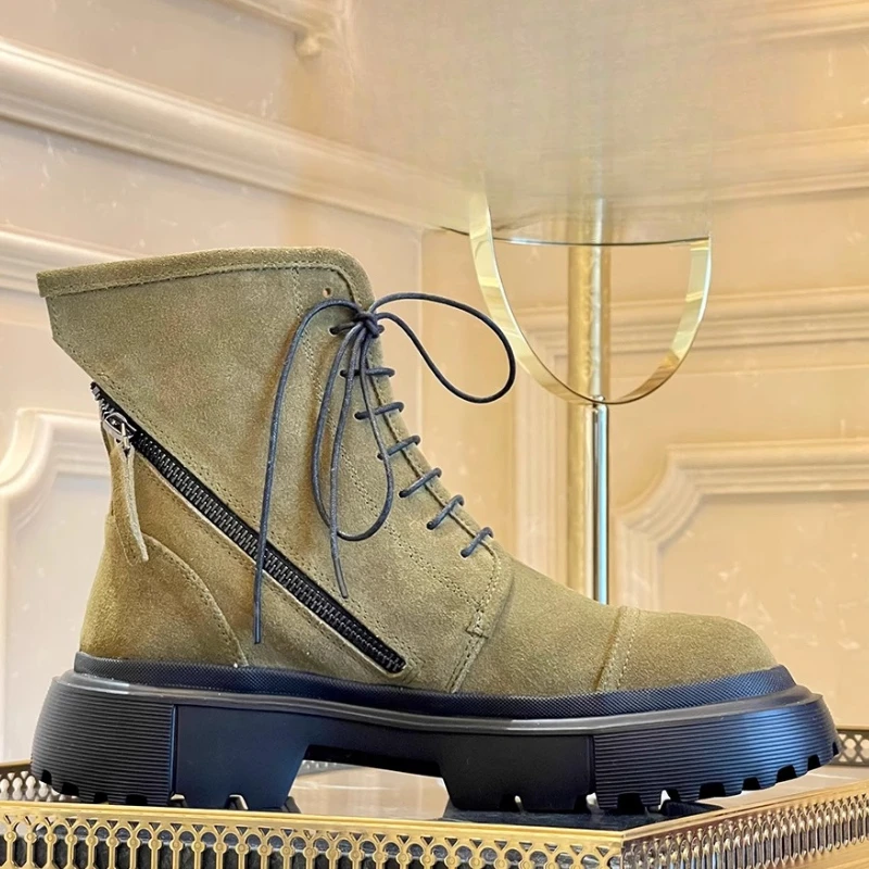 VintageCraft™ Genuine Leather Hand-Sewn Retro Outdoor Boots | Dark Green British Chelsea Boots by UNITYPUREMAX 2