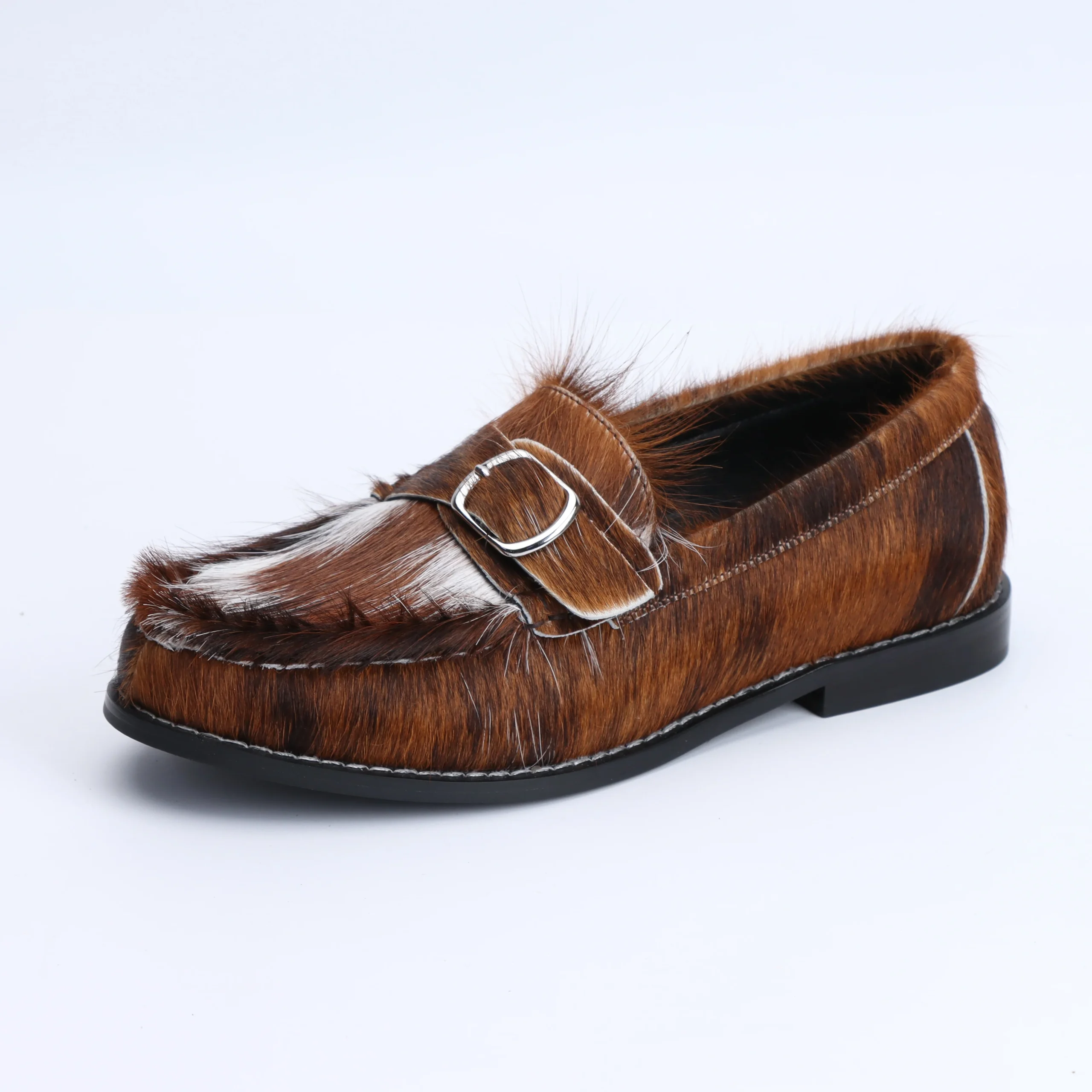 FurEase™ Luxury Cowhide Fur Loafers for Women – Handmade Designer Slip-On Flats with Leather Lining & Rubber Sole 5